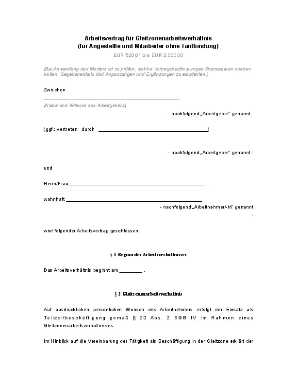 midijobvertrag muster - midijobvertrag_muster